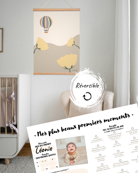 Affiche à remplir “Mes plus beaux premiers moments”, réversible et joyeusement illustrée par La Jovialerie