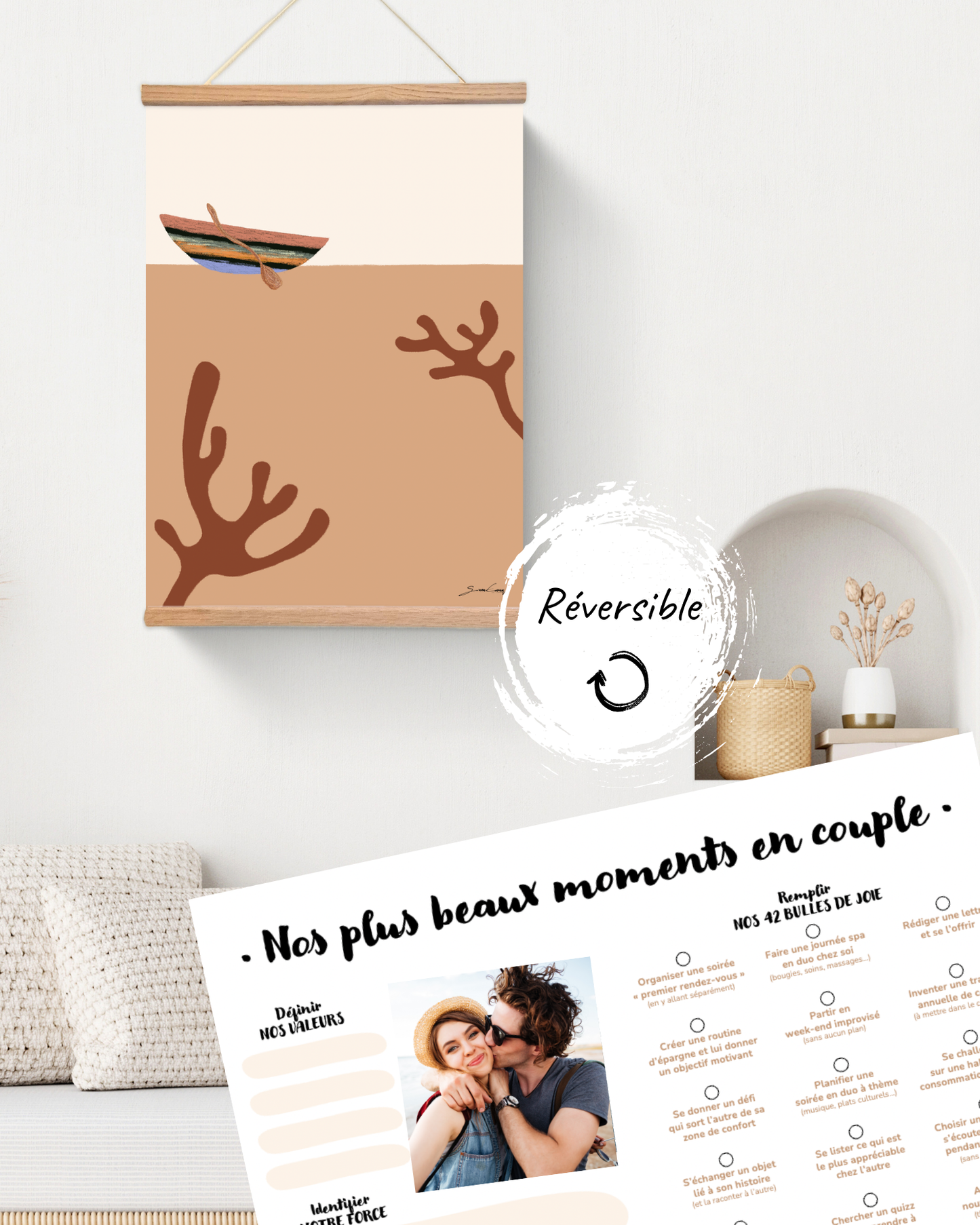 Affiche à remplir “Vos plus beaux moments en couple”, réversible et joyeusement illustrée par La Jovialerie